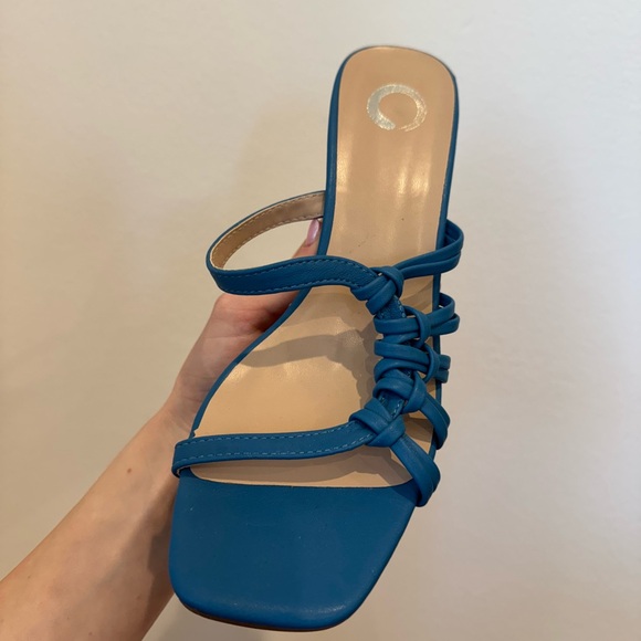 Journee Collection Women Blue Emory Open Square Toe Block Heel Sandals Size 8 - Picture 2 of 14
